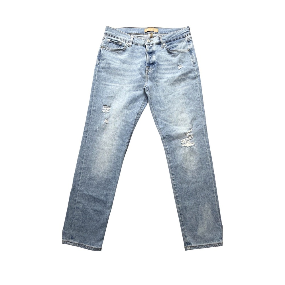 7 For All Mankind Jeans Womens 30x26.5 Light Wash Josefina Boyfriend Distressed